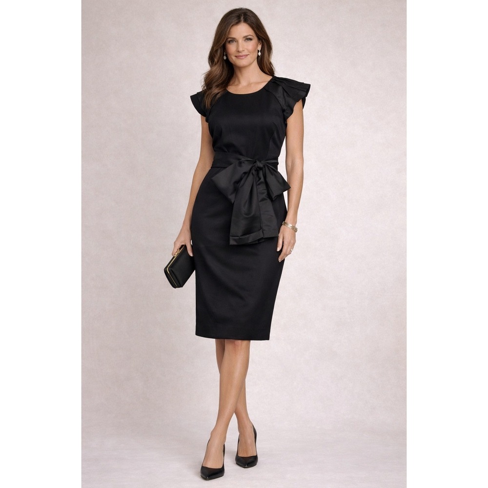 NWT NUE by‎ Shani S118 Black Bow Detail Dress Size 4 $320